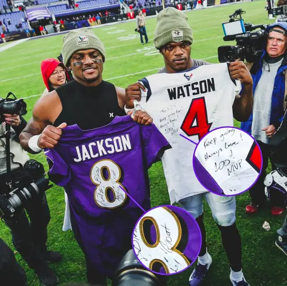 Nfl News Deshaun Watson Uses Jersey Signature To Say Lamar Jackson Is Mvp Get More Sports